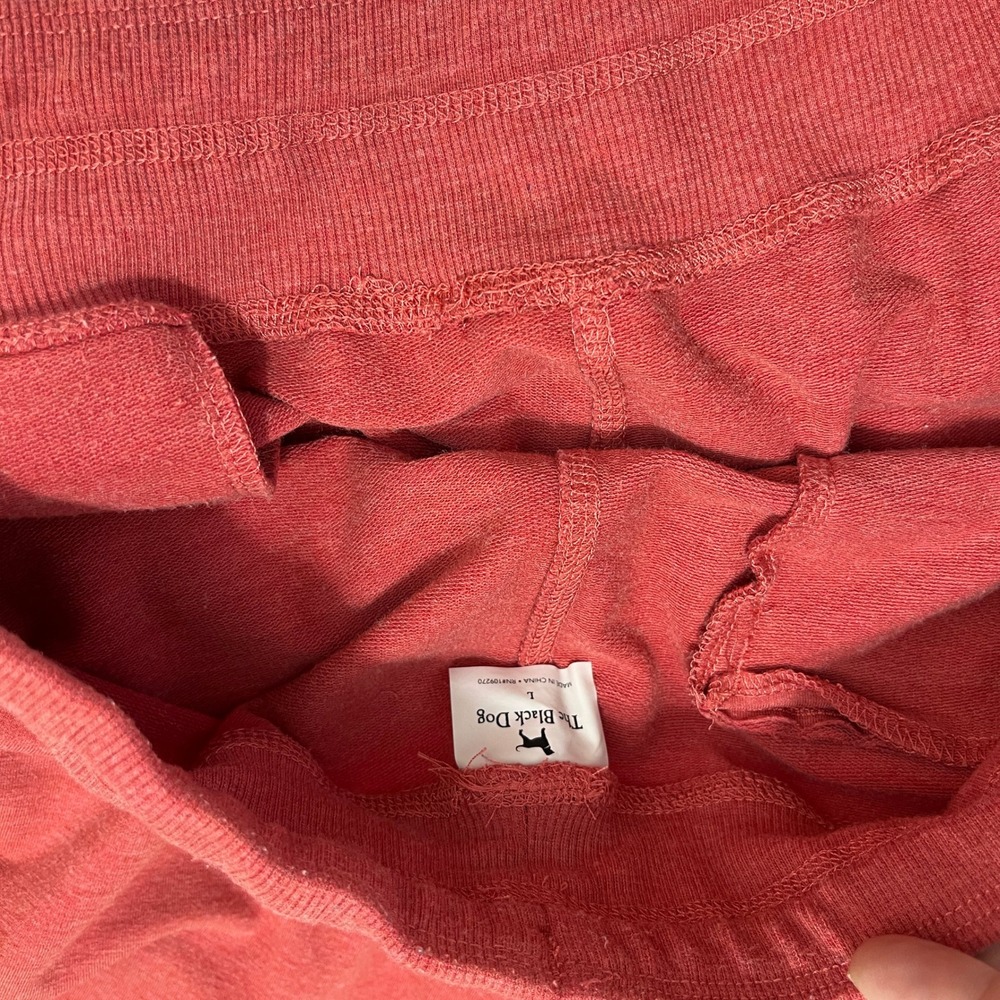 The Black Dog Jogger Sweatpants Women L Red Drawstring Fleece Casual Lounge Cozy - Picture 7 of 14